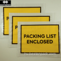 Csomagolási lista 5,5x7 hüvelyk teljes borítékkal, sárga színben nyomtatva